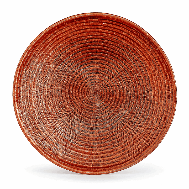 Handwoven Sunweight werregue palm plate with copper wrapping by Wounaan master weaver Plinio Opua