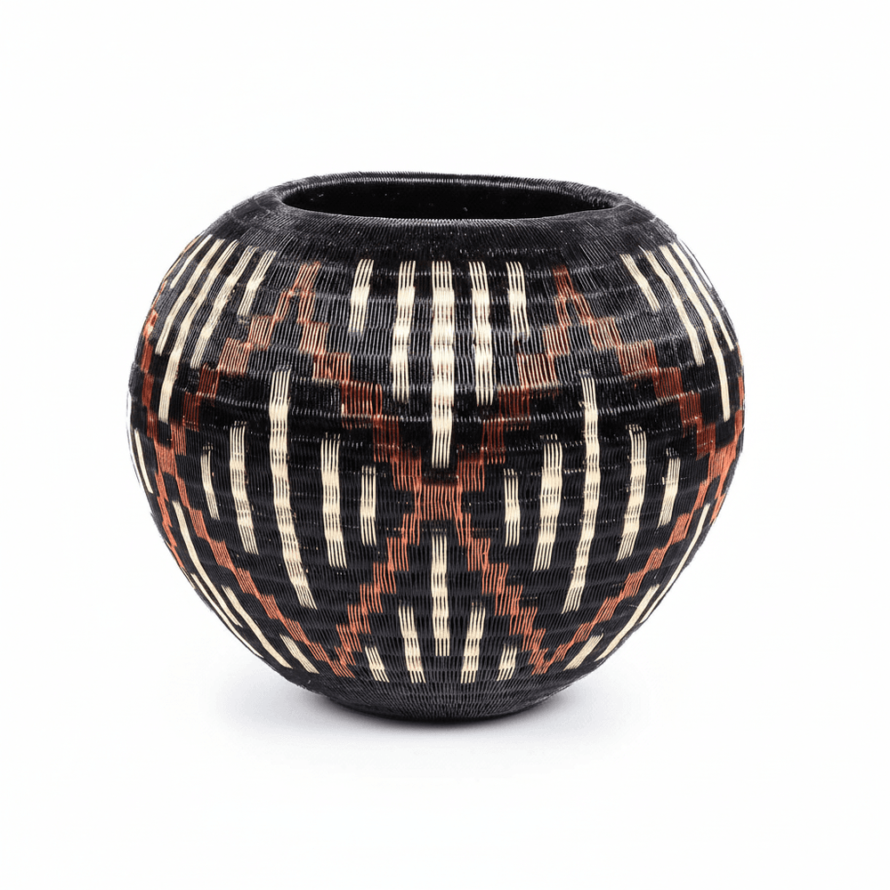 Side view showing dimensional coil weaving and sculptural form