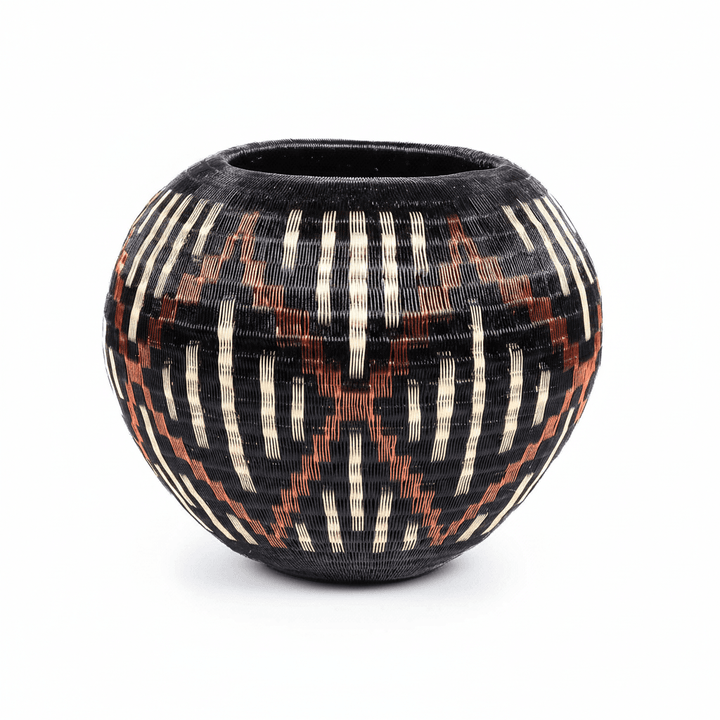 Side view showing dimensional coil weaving and sculptural form