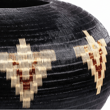 Side view showing shallow bowl profile and horizontal banding pattern