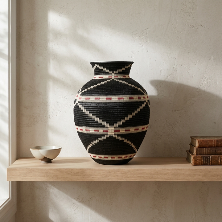 Nightfall Motif Vessel - Handmade Wounaan Basket