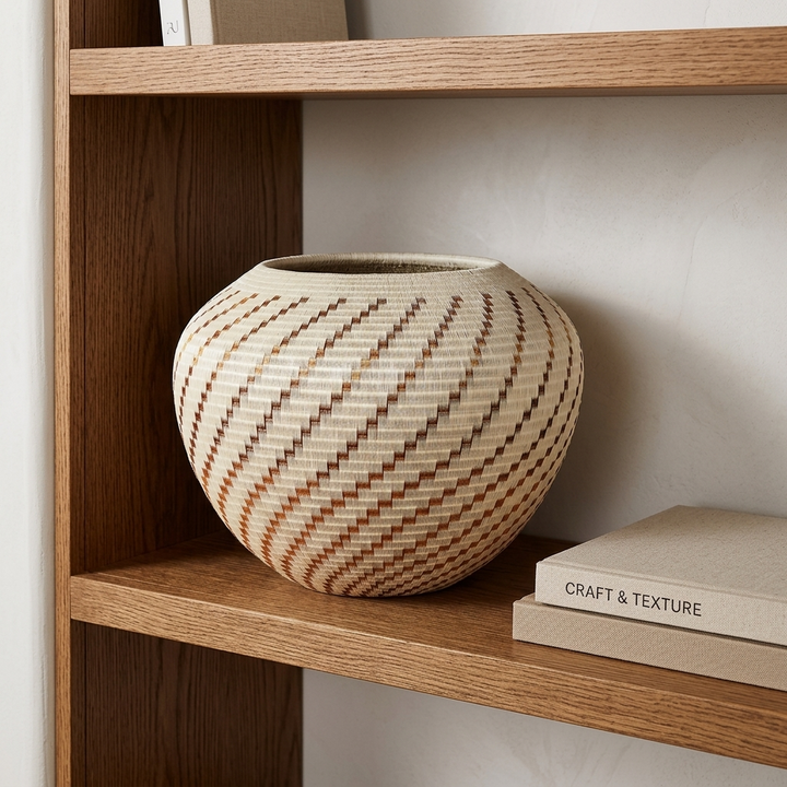 Copper Flame Bowl - Handwoven Decorative Wounaan Basket