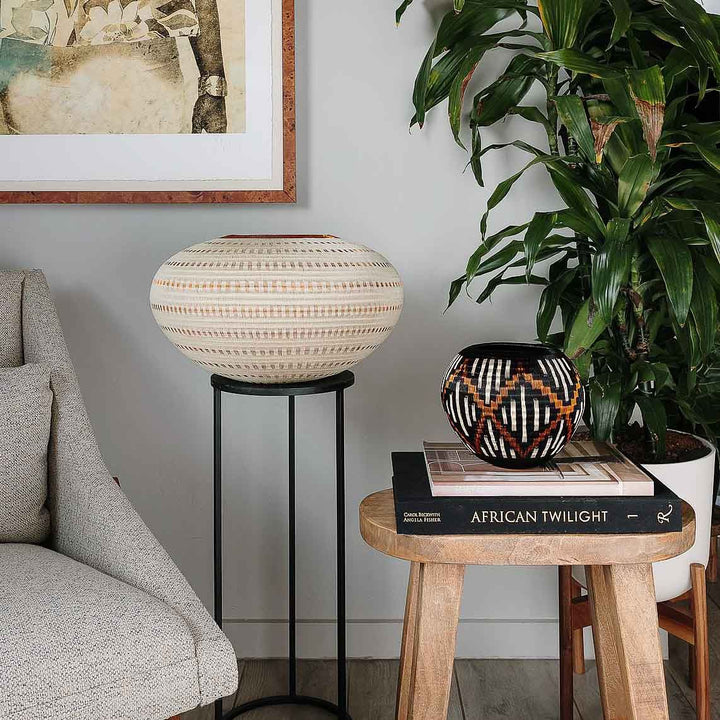 Midnight Diamond basket displayed as accent piece in modern contemporary interior