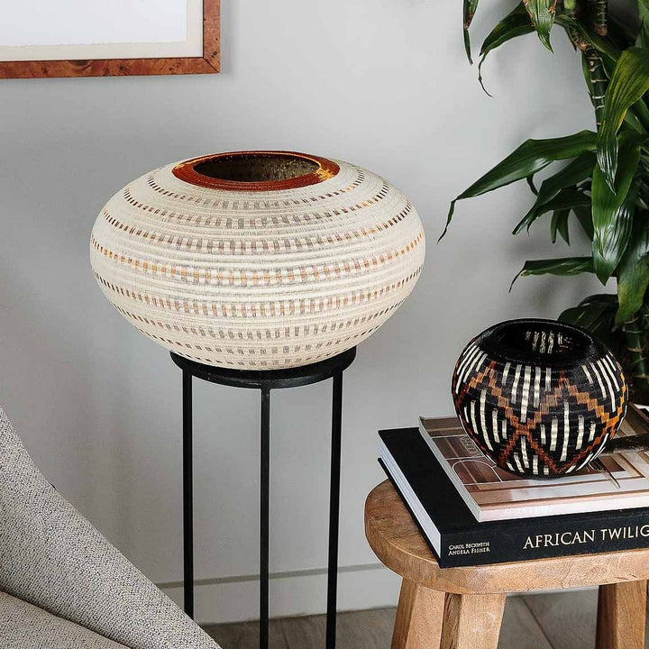 Midnight Diamond basket displayed as accent piece in modern contemporary interior