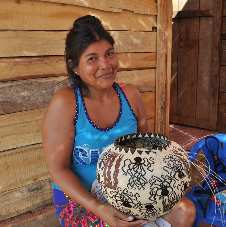 Ancestral Turtle Path Woven Basket - Handmade Panama Art