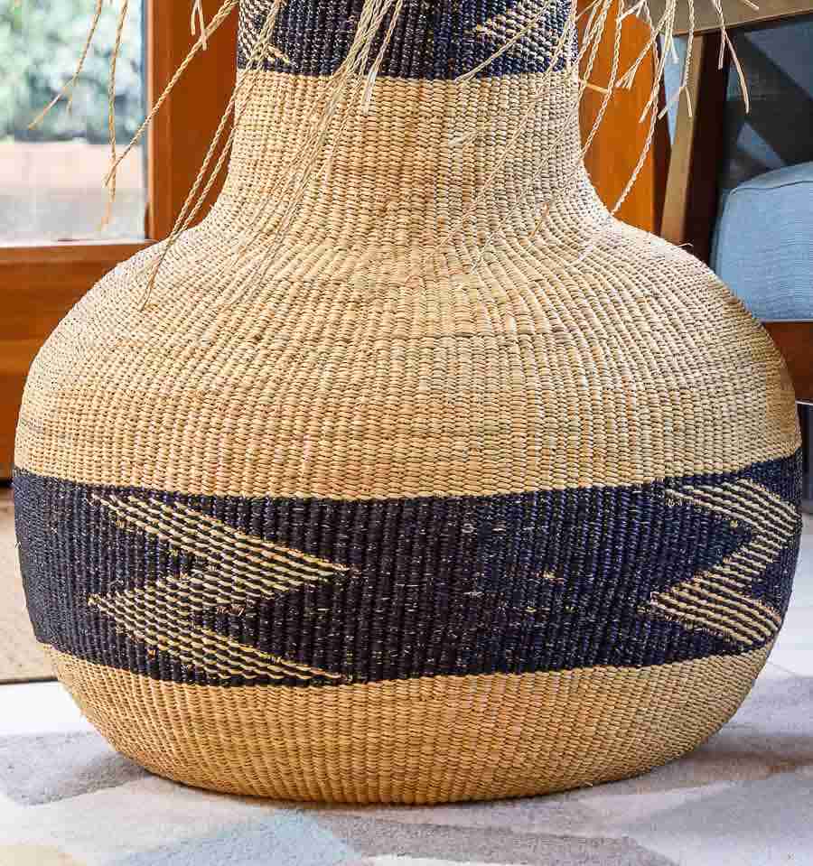 Close-up zigzag pattern hairy weave texture Ghana basket traditional craftsmanship