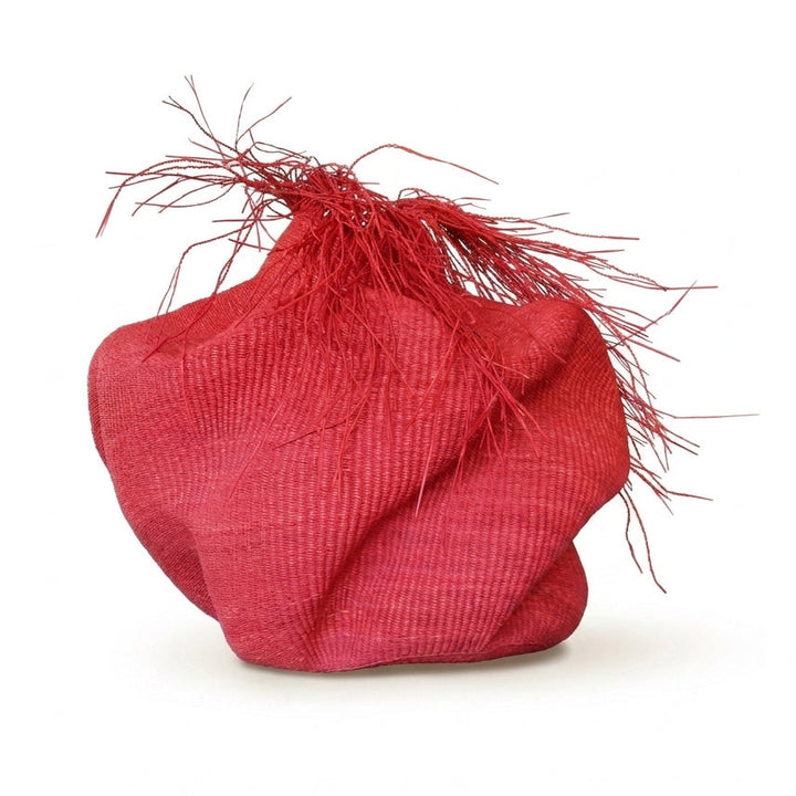 Hairy Red Wavy Basket | Rust Coil, Handwoven Ghana