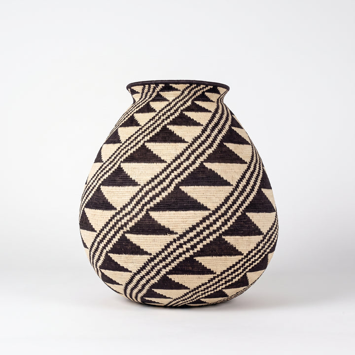 Black Feather Geometric Wounaan Basket - Handmade