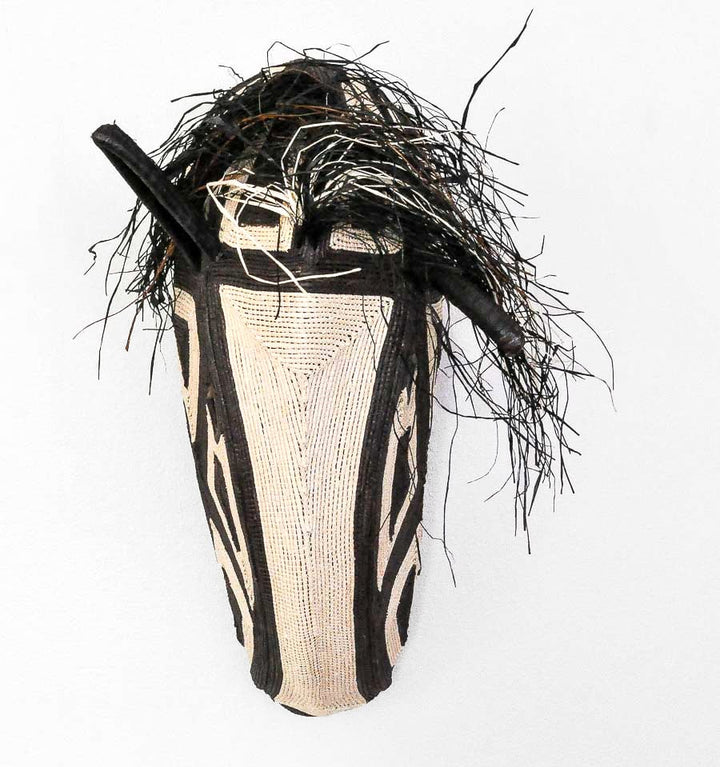 White Nose Horse woven mask, a handwoven palm-fiber mask from Colombia, alternate view