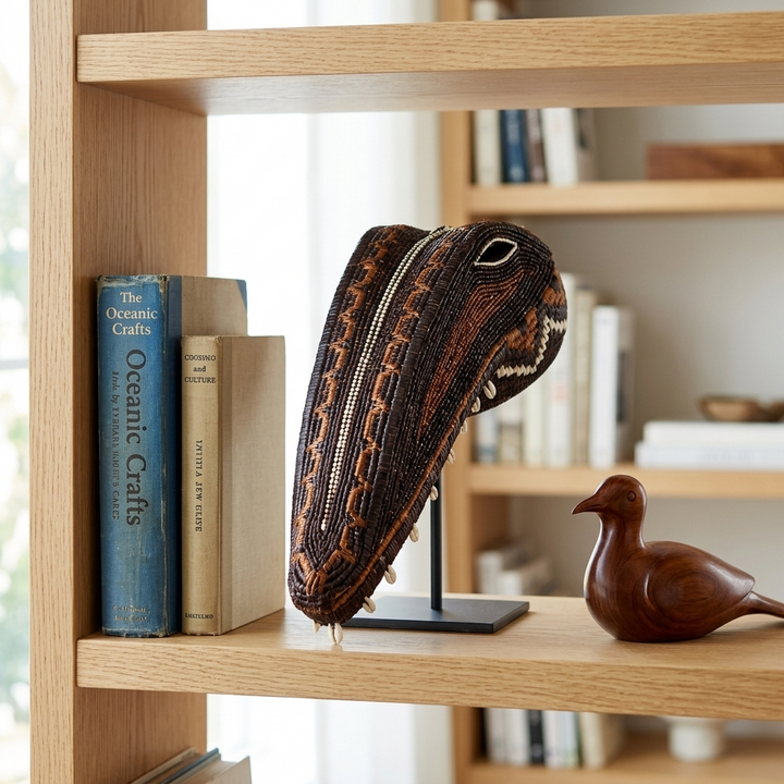 Crocodile Spirit Mask - Handwoven Emberá Wall Art