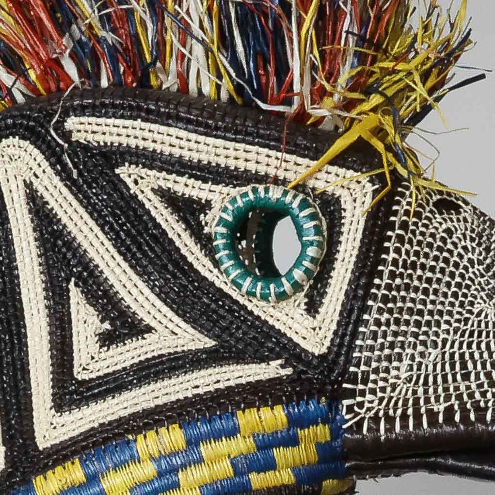 Teal-Eye Hummingbird - Emberá Woven Mask detail