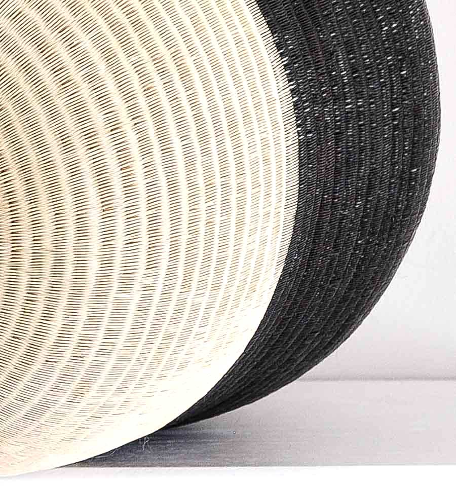 Black & Ivory Decorative Woven Basket - Handmade Art