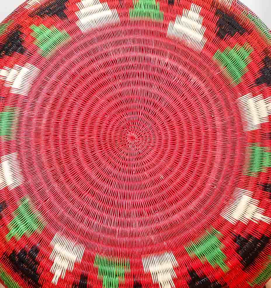 Crimson Echo Decorative Woven Basket - Handmade Art