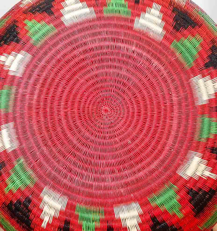 Crimson Echo Decorative Woven Basket - Handmade Art