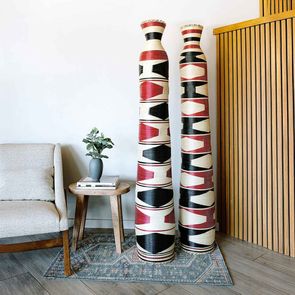 Large decorative basket displayed as accent decor in modern contemporary interior setting