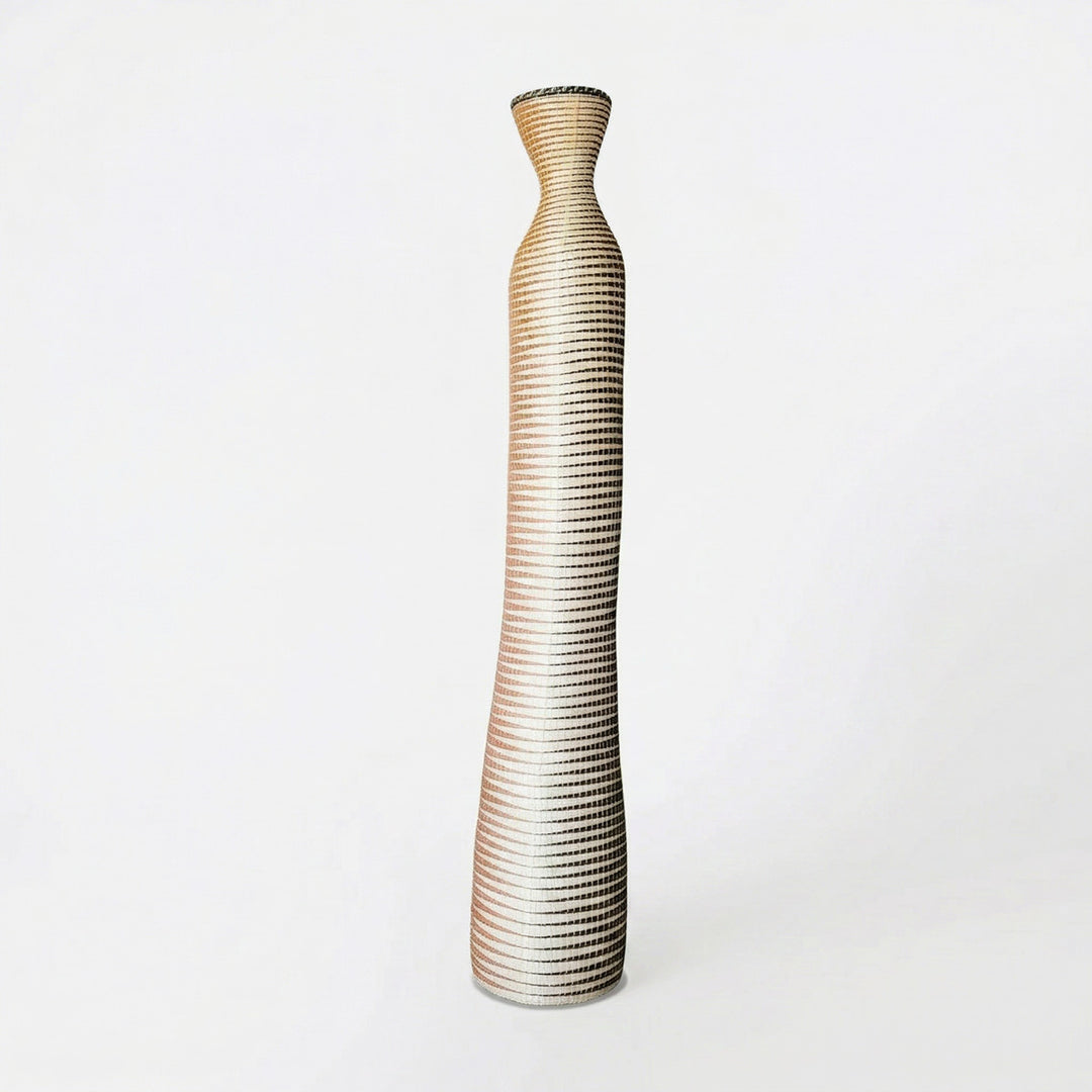 Terra Wave Column - Rwandan Handwoven Tall Decorative Basket