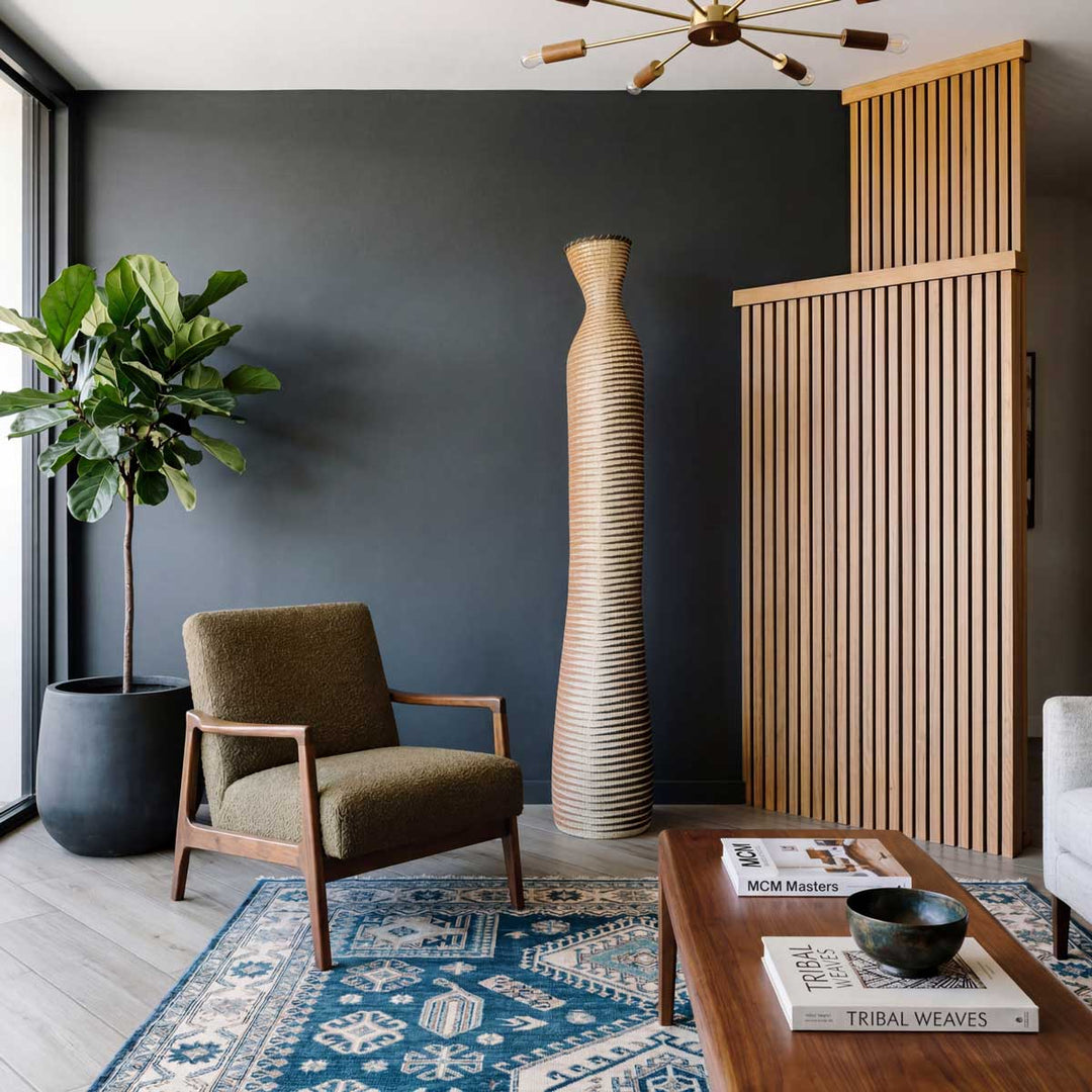 Terra Wave Column - Rwandan Handwoven Tall Decorative Basket