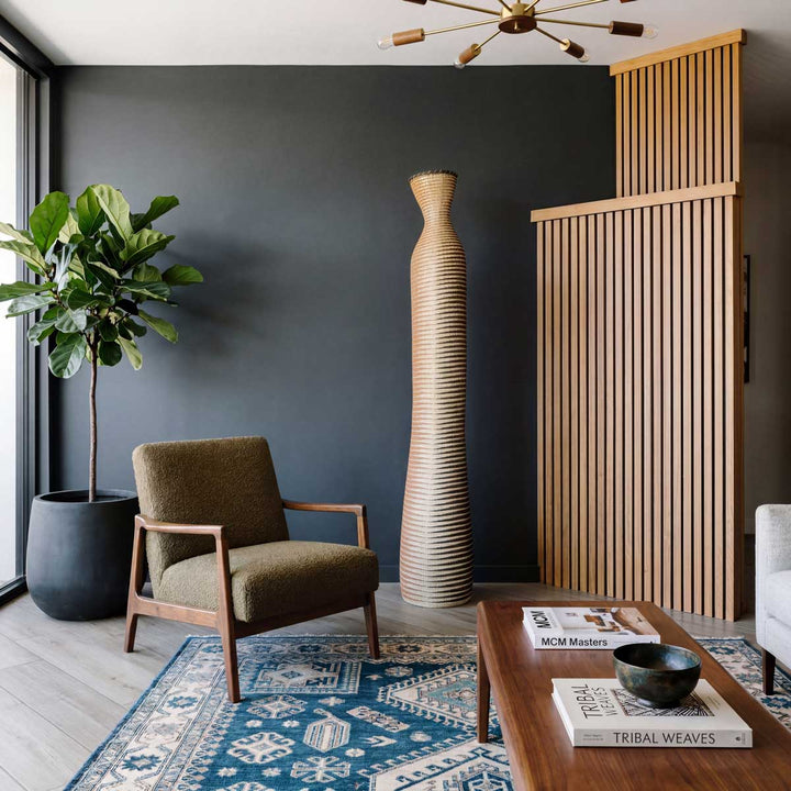 Terra Wave Column - Rwandan Handwoven Tall Decorative Basket