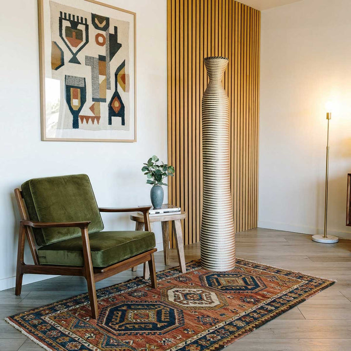 Terra Wave Column - Rwandan Handwoven Tall Decorative Basket