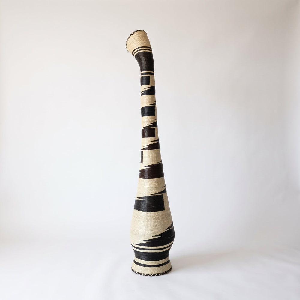 Black brushstroke tower basket, alternate angle on soft white studio background