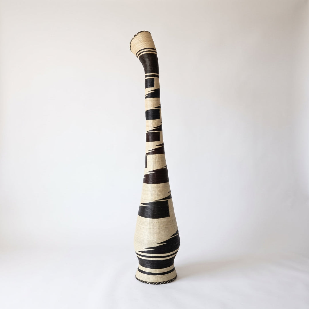 Black brushstroke tower basket, alternate angle on soft white studio background