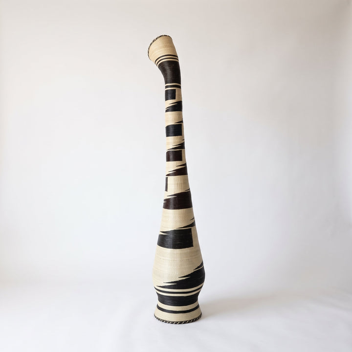 Black brushstroke tower basket, alternate angle on soft white studio background
