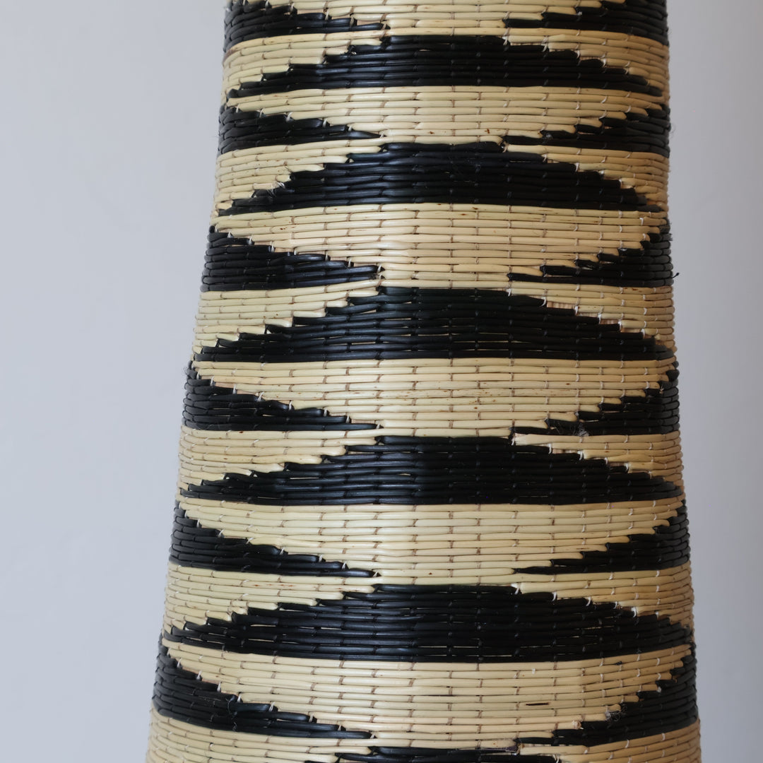 Close detail of the zigzag bands on the tower basket