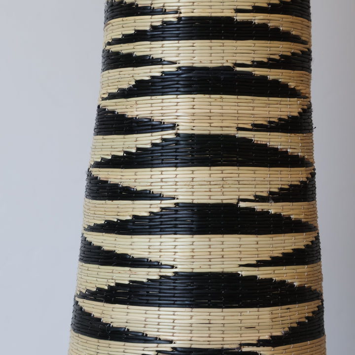 Close detail of the zigzag bands on the tower basket