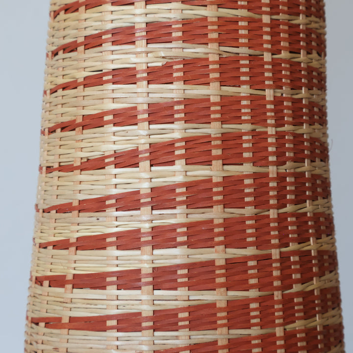 Close detail of the copper grid weave on the tower basket