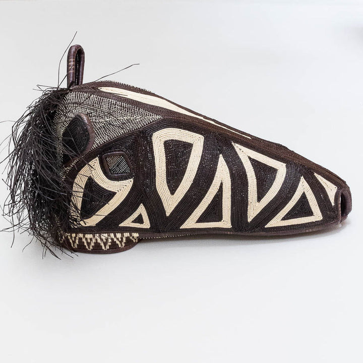 Large Black White Horse Mask – geometric motif – woven basket – uncategorized – handwoven in Panama