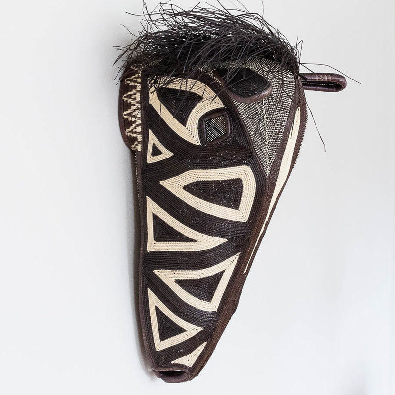 Large Black White Horse Mask – geometric motif – woven basket – uncategorized – handwoven in Panama