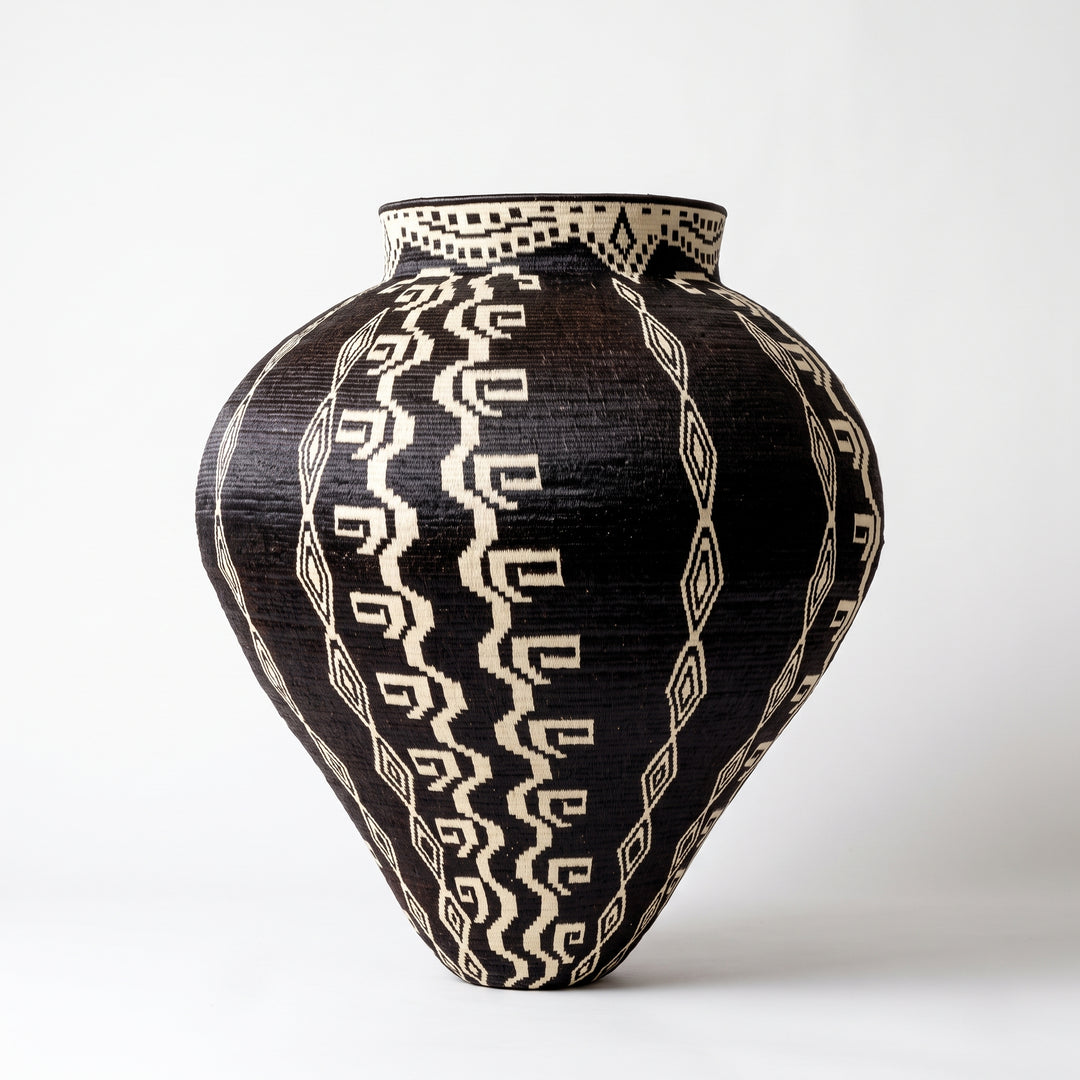 Tapered Columns on Black - Panama Wounaan Basket
