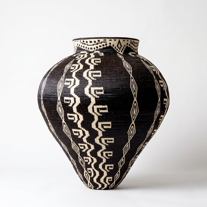 Tapered Columns on Black - Panama Wounaan Basket