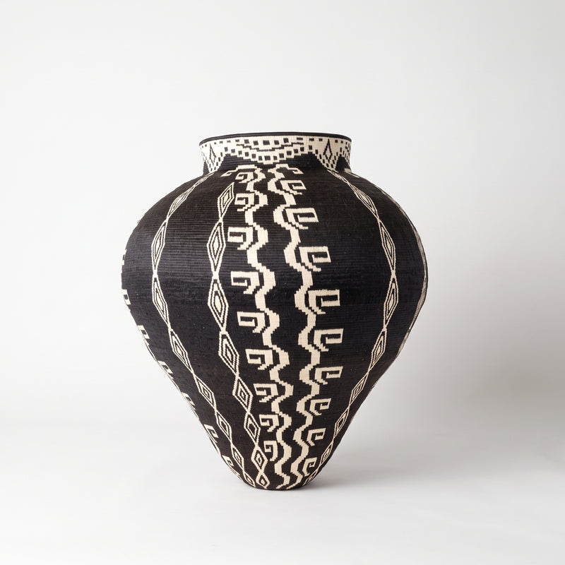 Tapered Columns on Black - Panama Wounaan Basket