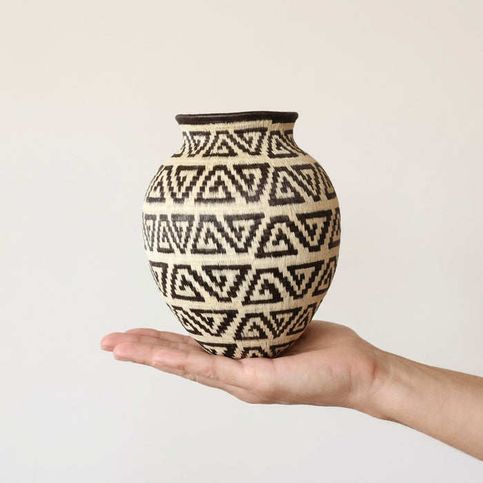 Tribal Geometry Wounaan Basket - Handmade Panama Art