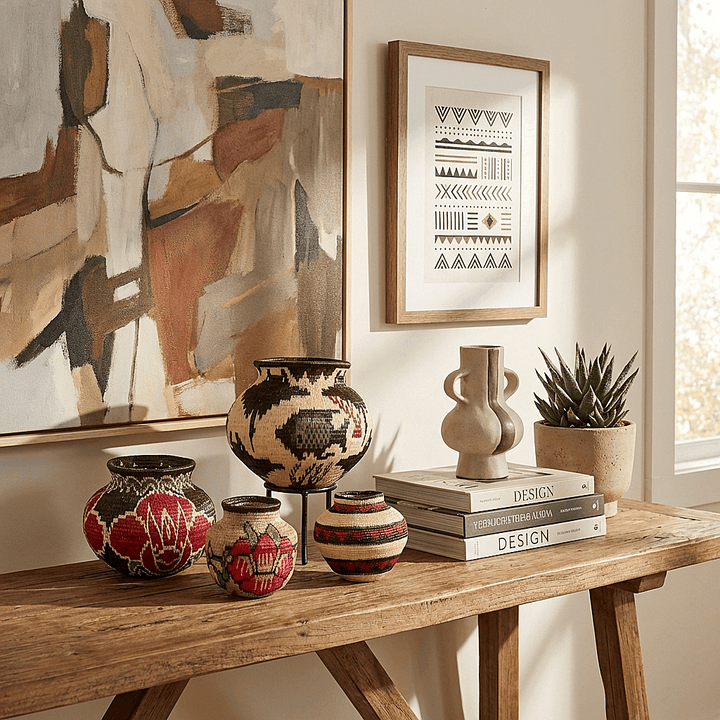Floral Crest Wounaan Basket - Handwoven Decorative Art