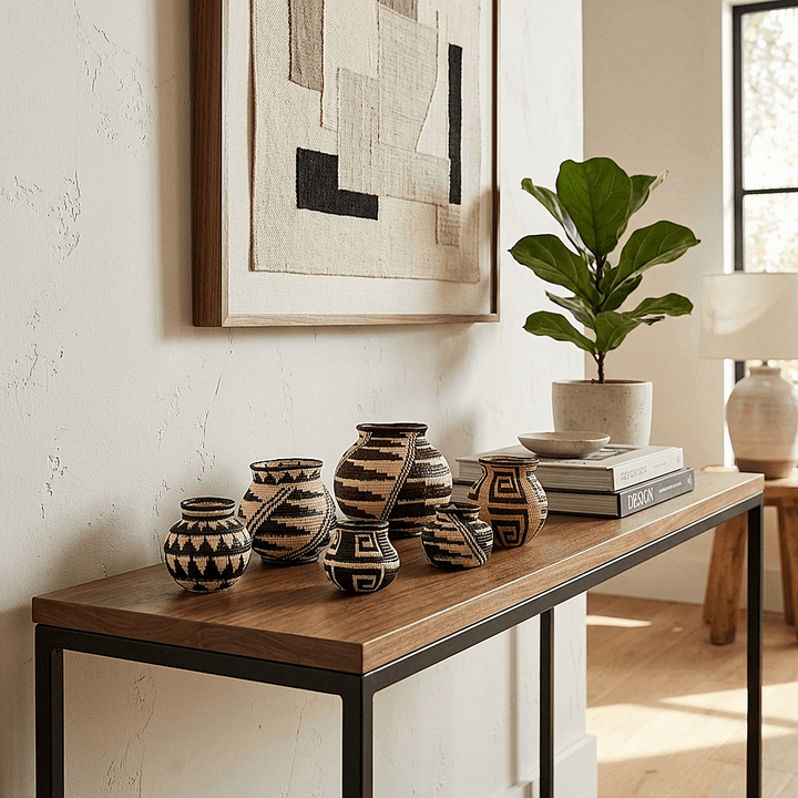 Wounaan Graphic Vessel - Handmade Woven Basket