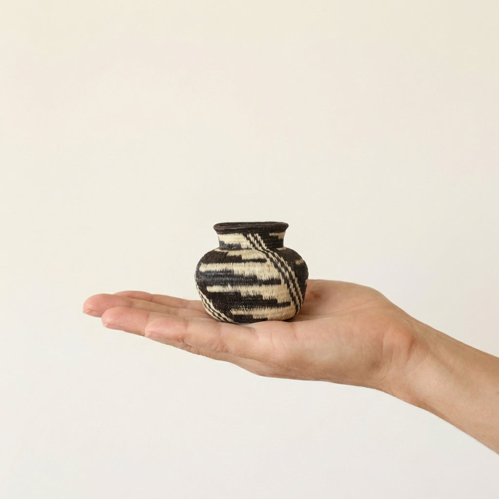 Wounaan Graphic Vessel - Handmade Woven Basket