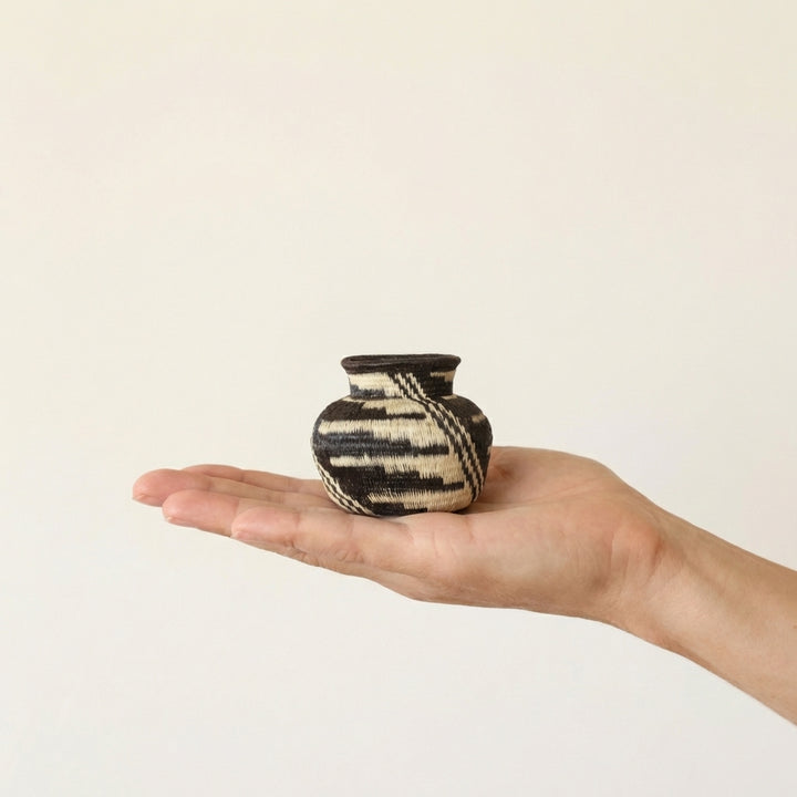 Wounaan Graphic Vessel - Handmade Woven Basket