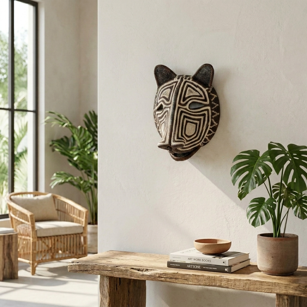 Midnight Labyrinth Cat Mask - Embera Handmade Panama Art