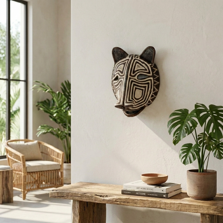 Midnight Labyrinth Cat Mask - Embera Handmade Panama Art