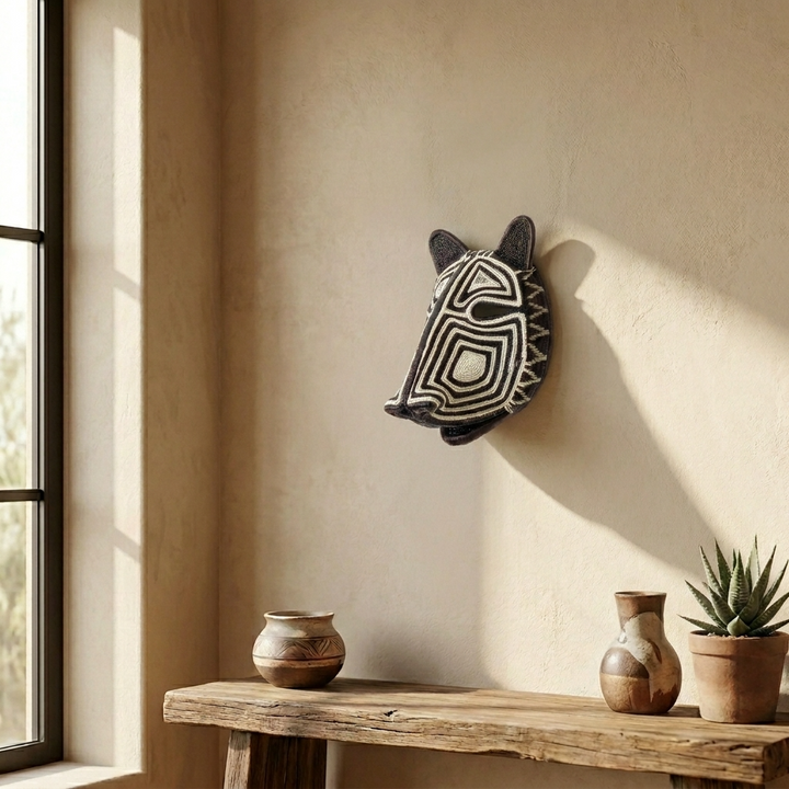 Midnight Labyrinth Cat Mask - Embera Handmade Panama Art