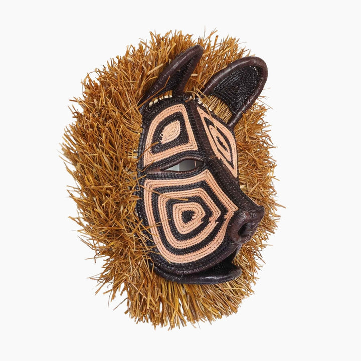 Golden Mane Cat Mask, detail of geometric face pattern