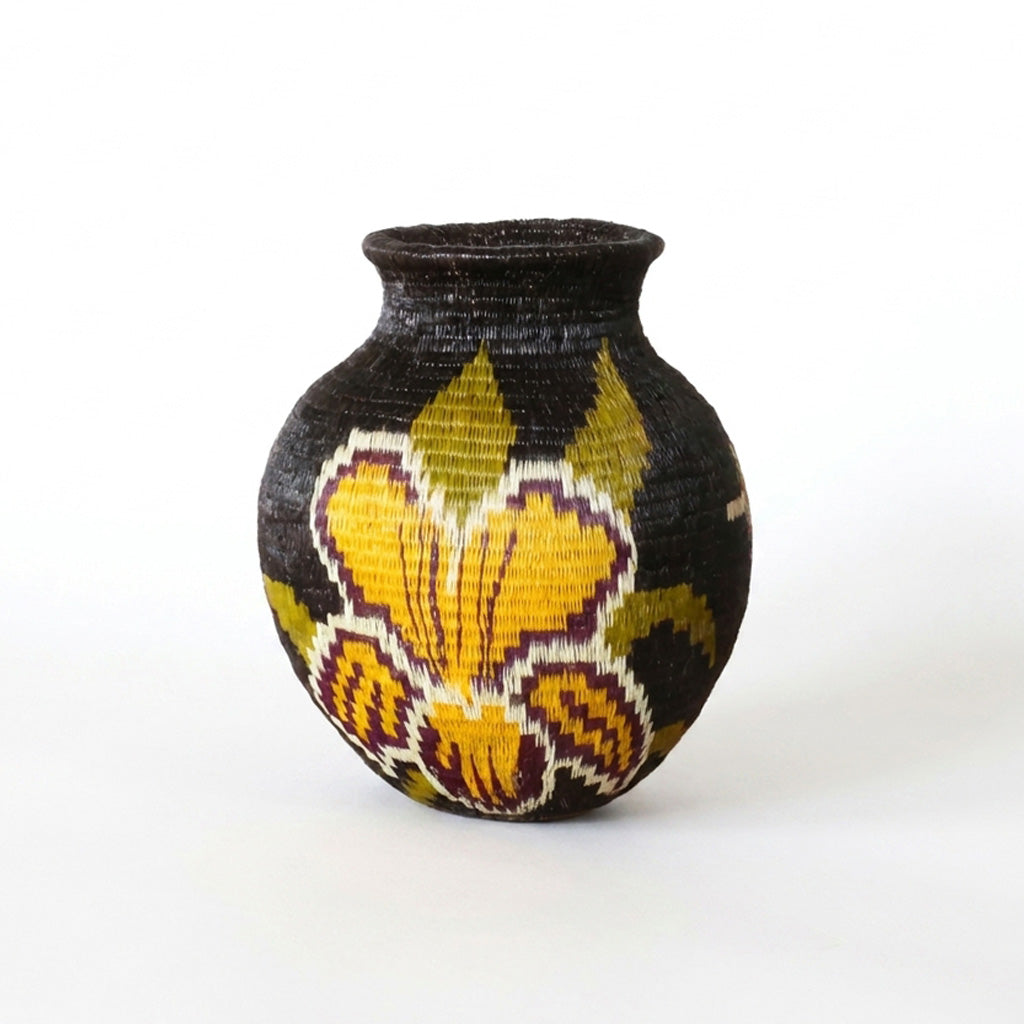Golden Orchid Mini Basket - Handwoven Wounaan Art
