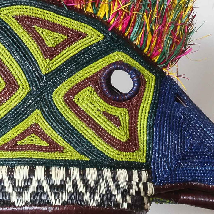 Green & Blue Hummingbird Mask - Handmade Ceremonial Art