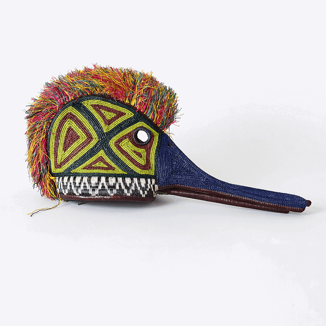 Green & Blue Hummingbird Mask - Handmade Ceremonial Art