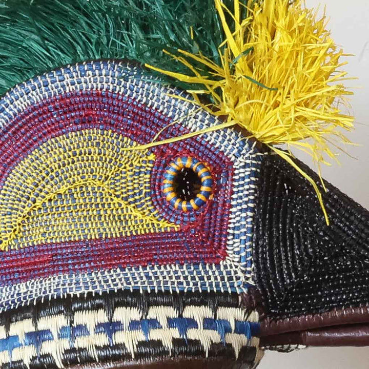 Green & Yellow Hummingbird Mask - Handmade Ceremonial Art