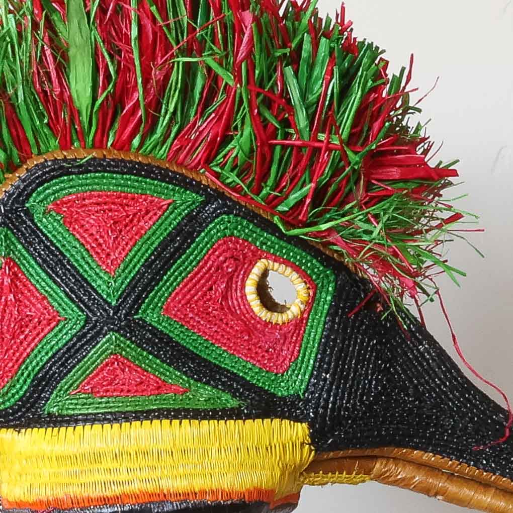 Red & Green Hummingbird Mask - Handmade Ceremonial Art