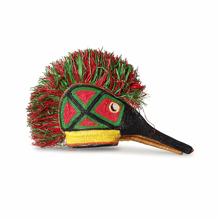 Red & Green Hummingbird Mask - Handmade Ceremonial Art