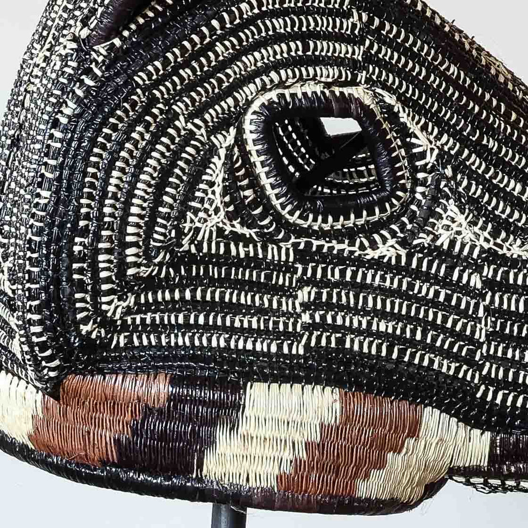 Detail of the maze-pattern weave on an Emberá anteater mask